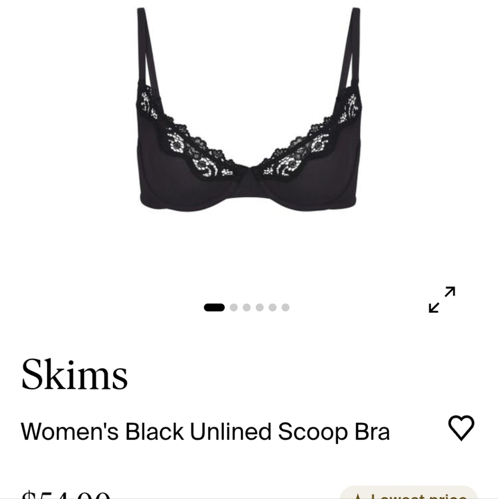 SKIMS Midnight Black Lace Accent Bra